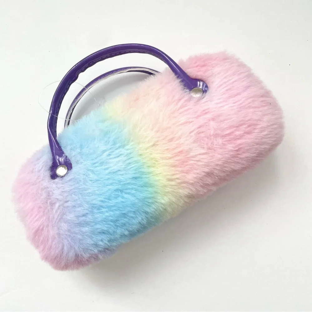 Girls Rainbow Sunglasses And Fuzzy Rainbow Unicorn Case Set!